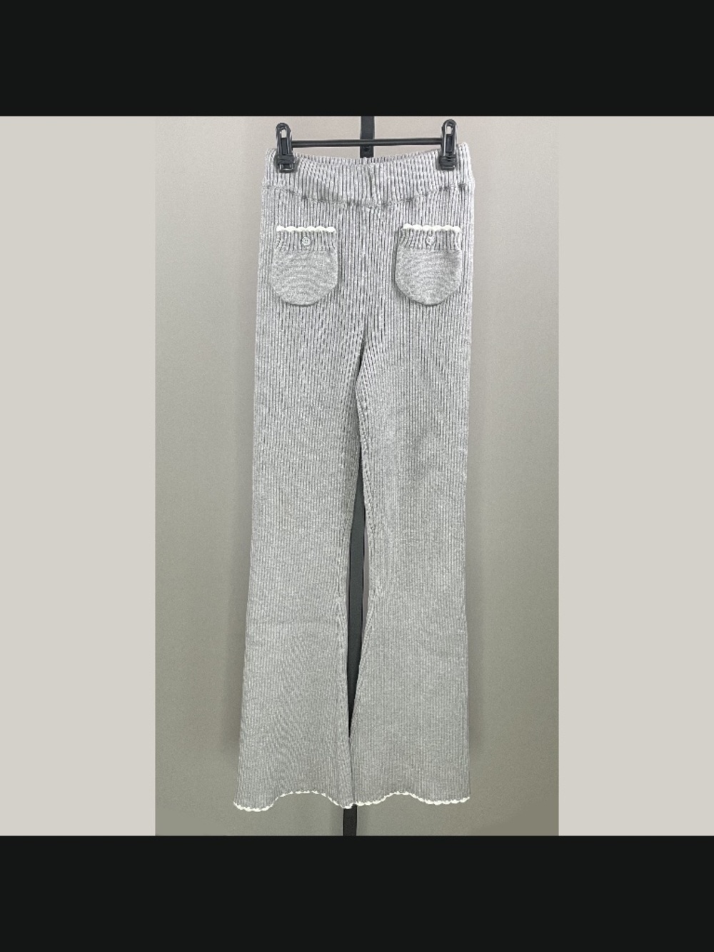 NEW Frankies Bikinis Pants Womens Medium gray Camden knit pull on flare lounge